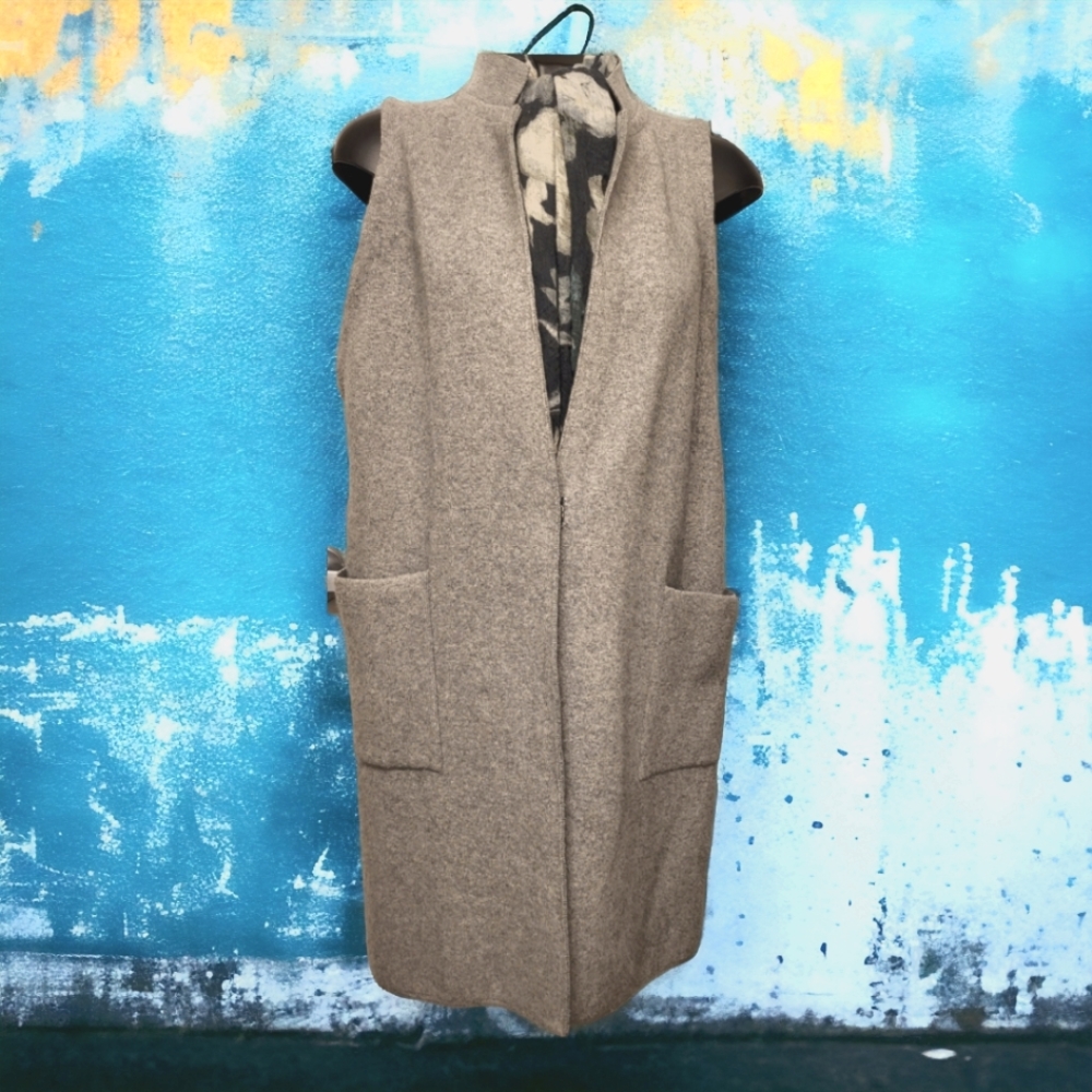 Knitted long vest mink and rabbit fur fabric size M